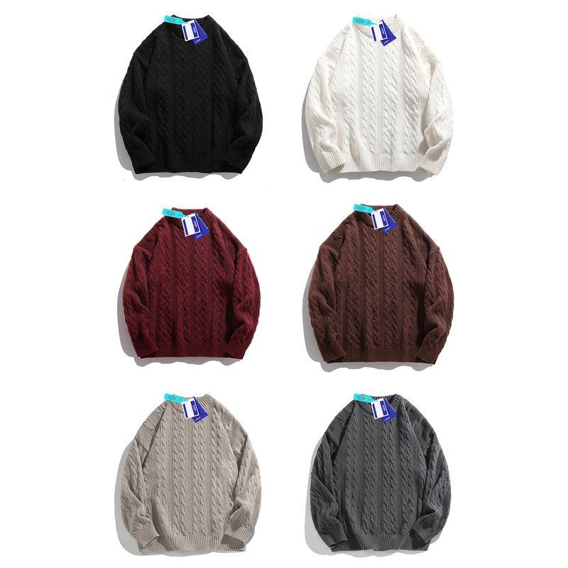 Wassup Trendy Jacquard Sweater for Men, Round Neck, Loose Fit, Ins Style, Versatile, Autumn and Winter Retro Knit Top