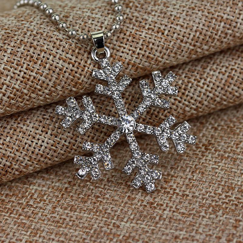 Necklace Snowflake Pendant With Crystals For Girls And Kids Gift