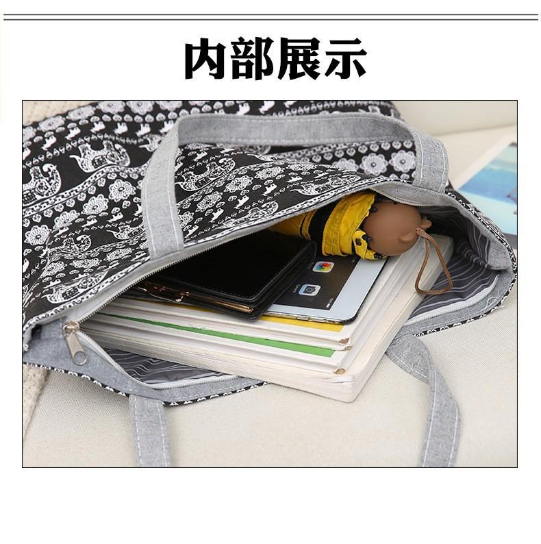 New Canvas Bag Large Capacity Shoulder Women's Bag Printed Handbag Tote Bag Literary Canvas Bag