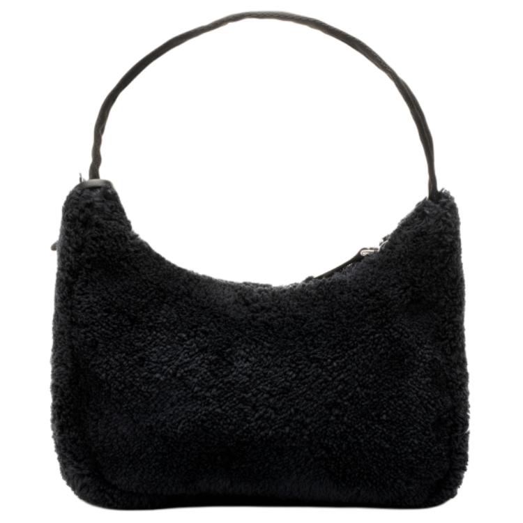 Prada Re-Edition Logo Zip Closure Terry Fabric Underarm Mini Tote Bag Women bags Black 1NE515_2DXO_F0967