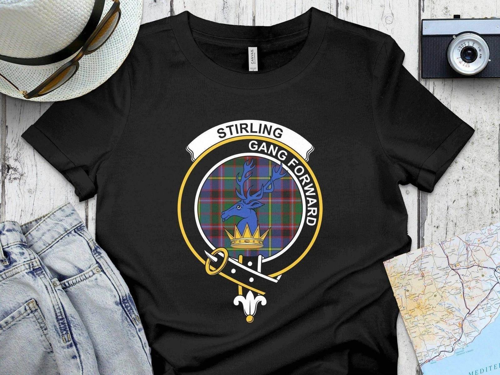 Clan Stirling Crest Tartan T-Shirt & Sweatshirt M