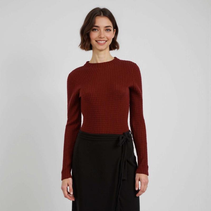 Detail exquisite semi-turtleneck slim-fit bottoming shirt full wool soft waxy temperament wool sweater