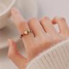 Money Tourmaline Beaded Ring Women's Niche Design Light Luxury Ring Ring Elastic Rope Index Finger Ring Jewelry