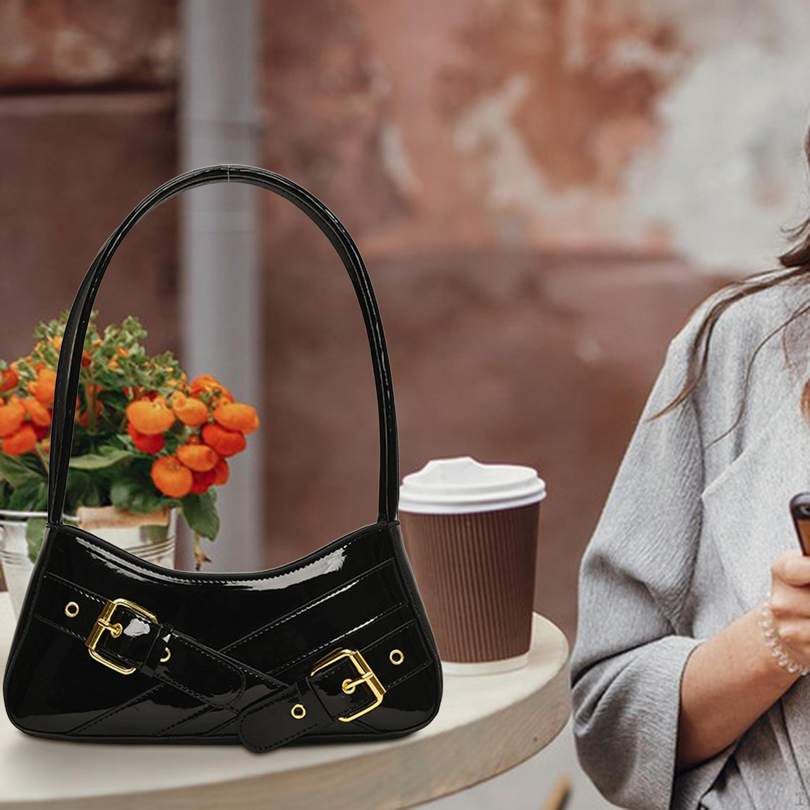 

Women Shoulder Bag Causal PU Leather Purse for Dating Commuting Working Shopping чорний