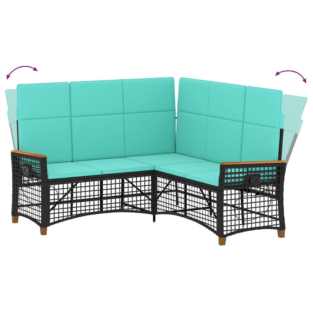 Garden Lounge Sofa Set Black and Turquoise 164 x 164 x 112 cm