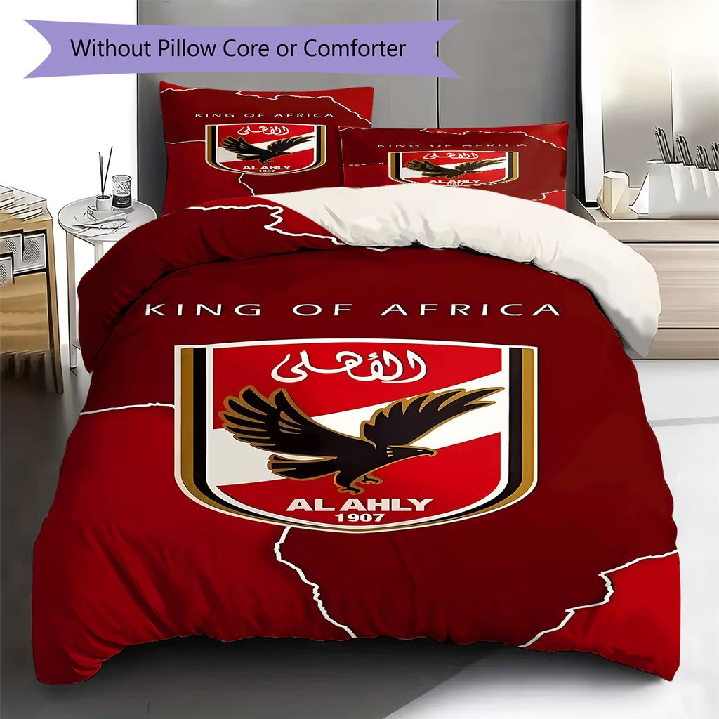Alahly Pattern Bedding,Quilt Set Quilt Cover Pillowcase Home Decoration Birthday Gift (1 * duvet cover + 2 * pillowcase, without core)