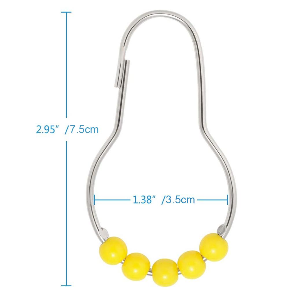 12pcs Shower Curtain Hooks Stainless Bath Curtain Rings Heavy Duty Drape Hooks