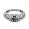 5MM Round Labradorite Gemstone 925 Sterling Silver Solitaire Blossom Design Women Wedding Ring