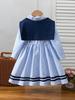 2025 Autumn Girls' Two-piece Set: Turn-down Collar Shirt Dress with Casual Small Shawl