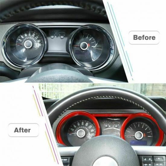 Dashboard Trument Box Ring Trim Cover Bezels For Ford Mustang 2010-2014 Red