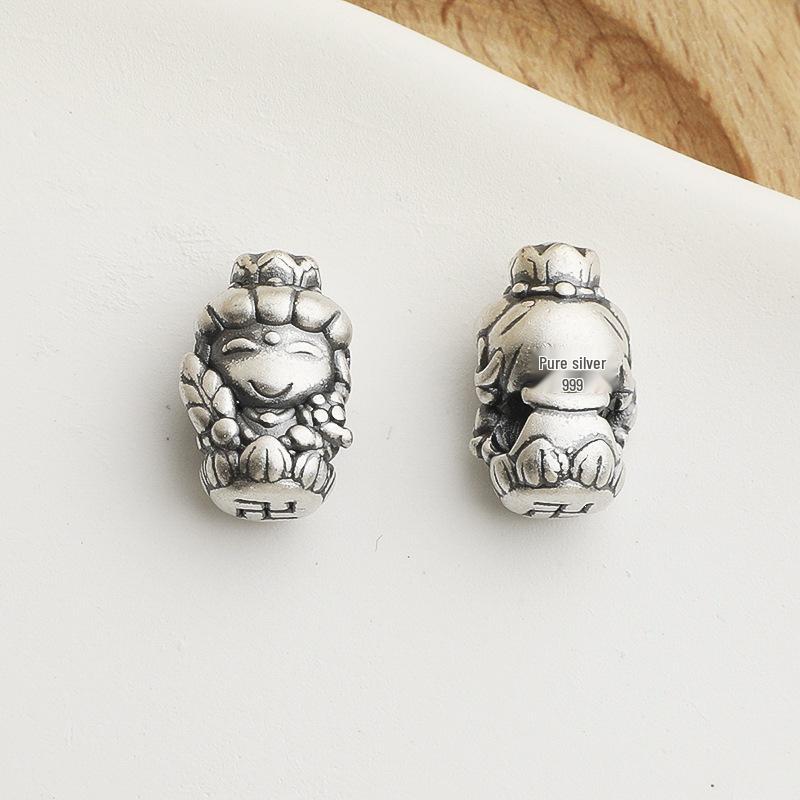Sterling Silver Chinese Zodiac 8 Guardian Deity Spacer Beads for DIY 3D Handmade Bracelet Accessories