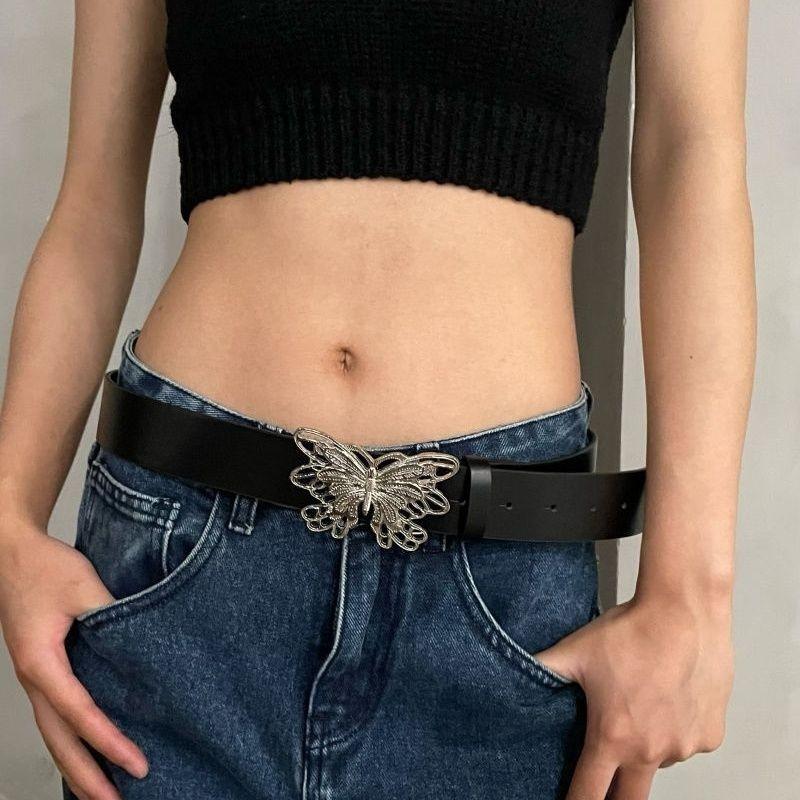 Hollow Metal Sophisticated Butterfly Automatic Belt For Womens Fashionable Look