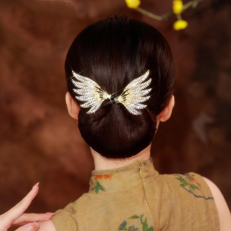 Black Angel Wings Full Hair Accessories, Zinc Alloy Full Sea Plate, Exquisite Headwear, Suitable for Holiday Use Hair Clips