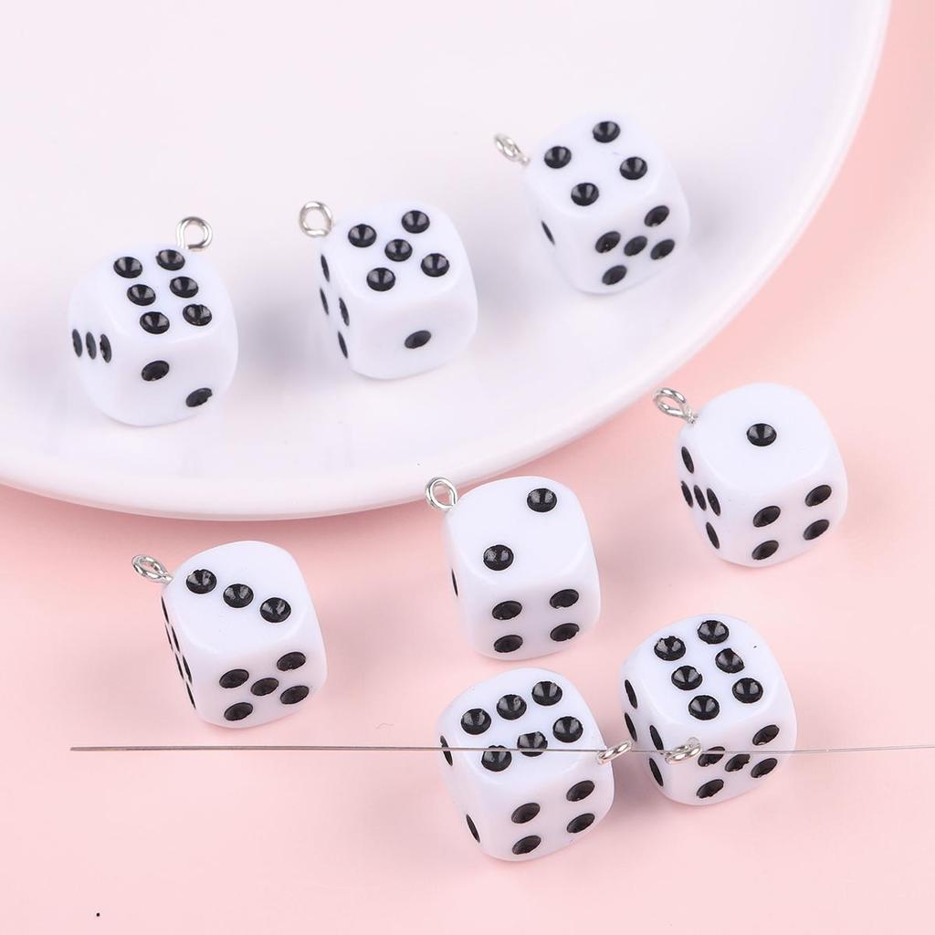 6/10Pcs 14mm Resin Dice Pendants For Jewelry Making DIY Necklace Bracelet Earring Accessories