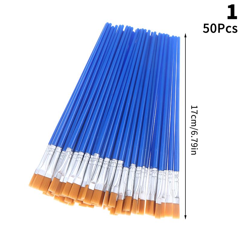 50Pcs Painting Brushes Set Art Round Flat Hair Nylon Hair Paint Brush For Oil Acrylic Watercolor Kids/Artists/Beginners/Student