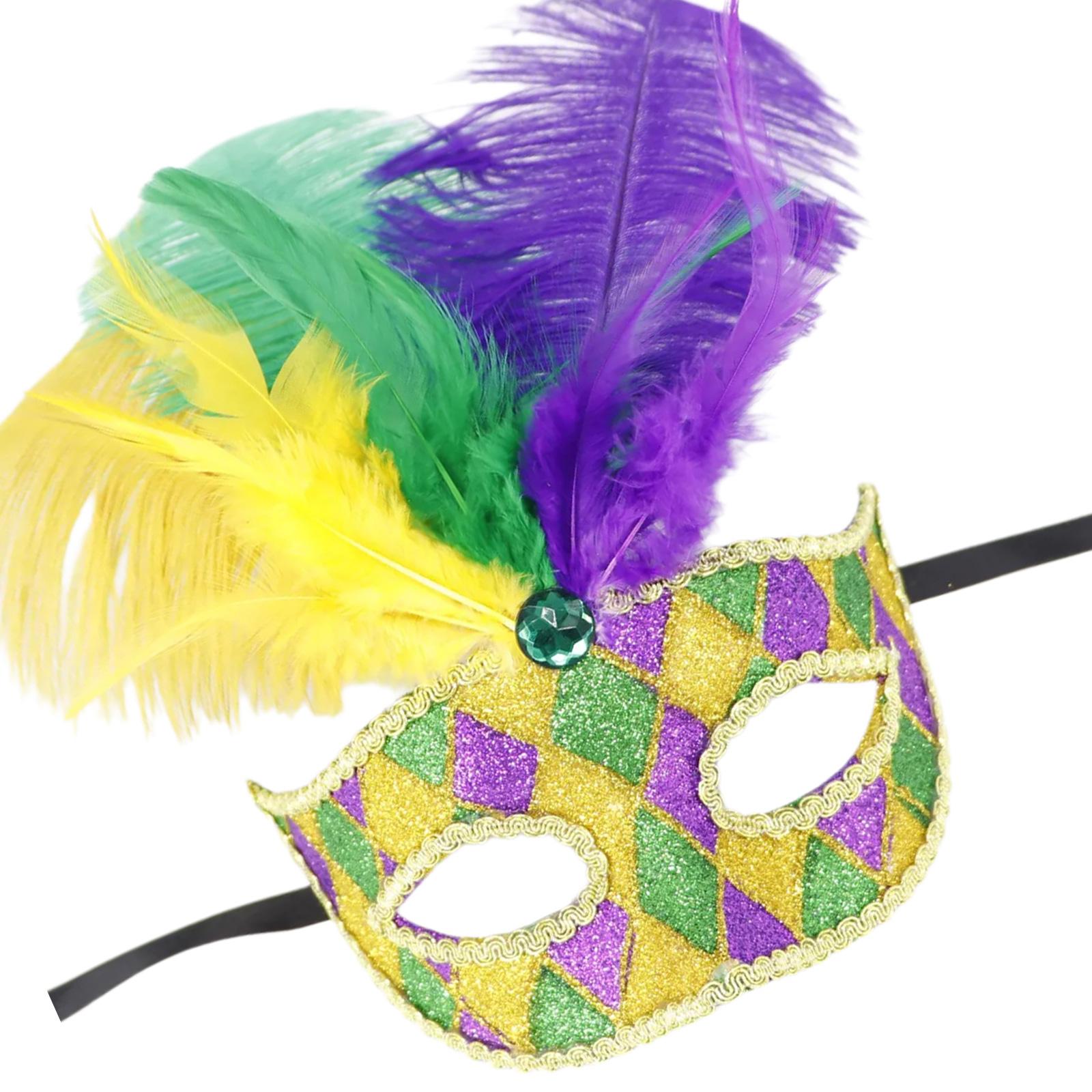 

Feathered Masquerade Mask Sequins Decoration Half Face Mask Halloween Cosplay Mask For Women Men Cosplay Photography T2