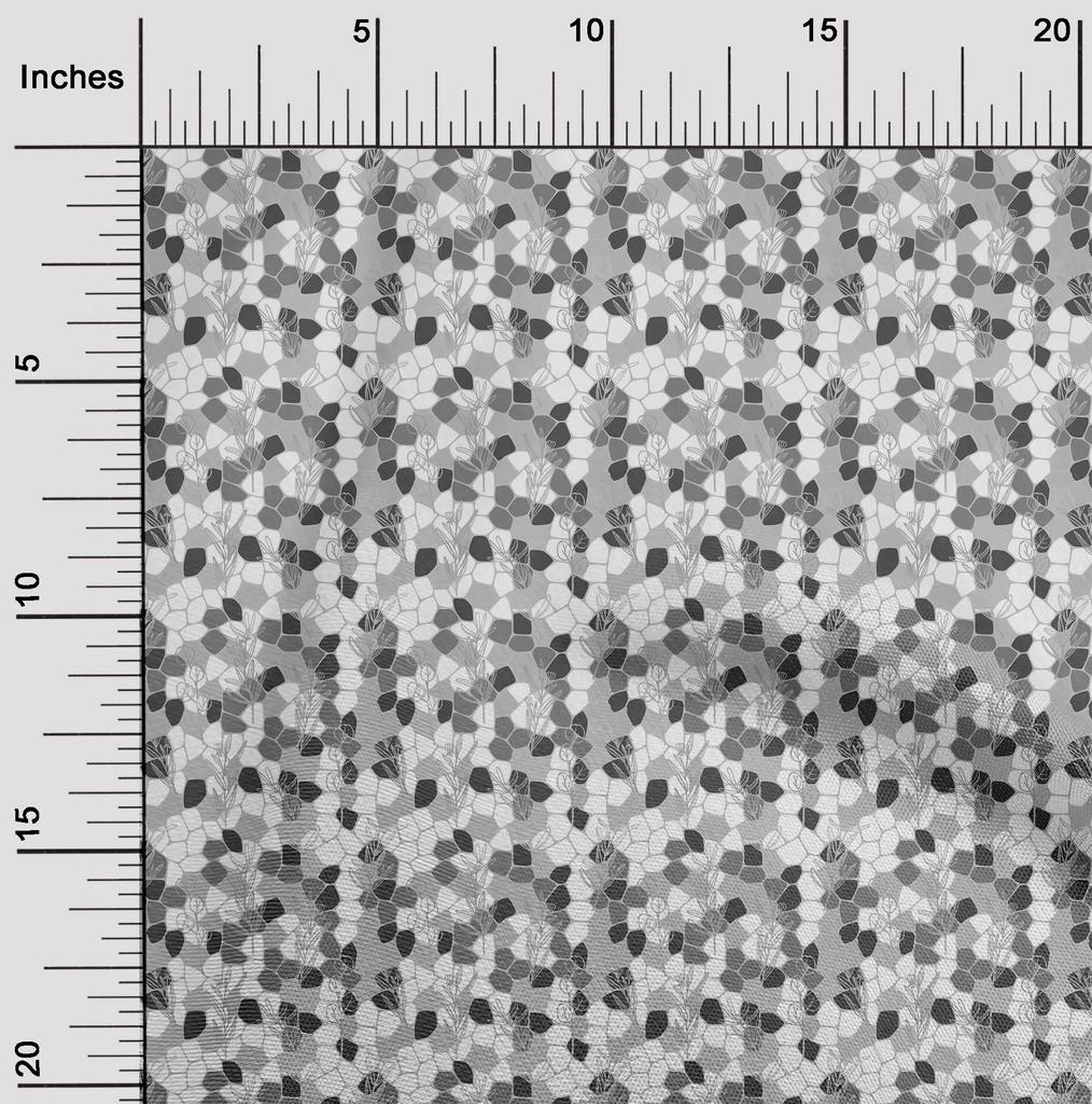 oneOone Georgette Viscose Gray Fabric Leaves Sewing Material Print Fabric By The Yard 42 Inch