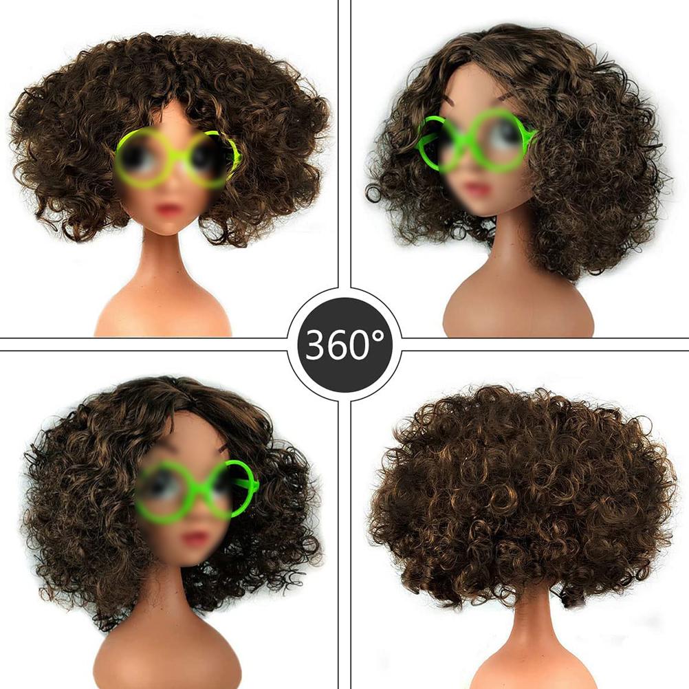 Parrucca Cosplay Film Cartoni Animati per Bambini Costume Vestito Capelli con Montatura Occhiali Mascherata Capelli Corti Ricci Vestire Halloween