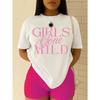 Plus Size, Womens & S S GONE MILD Graphic T-Shirt - Bold Pink Lettering On Black, Crew Neck Casual Everyday Top for Parties,