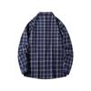 Men's Spring Plaid Trendy Fashion Loose Drop Shoulder Stand Collar Long Sleeve Shirt