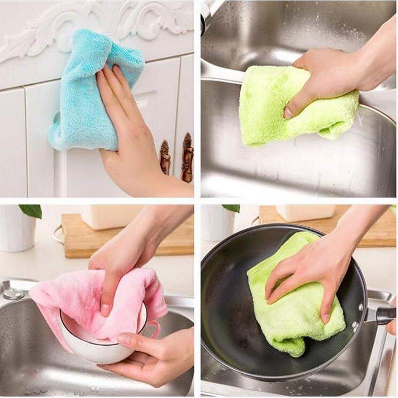 Velvet Coral Hand Towel Hanging Kitchen Towel Towel Absorbent Wipe Children Soft