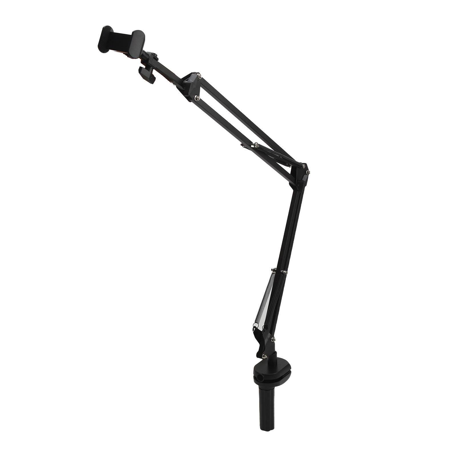 

Mobile Phone Lazy Holder Bracket Alloy Steel Adjustable Heavy Duty Phone Holder for Desktop Livestreaming Black