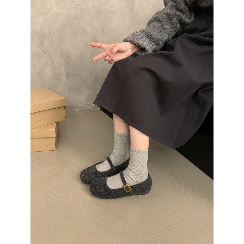 Fleece single shoes women Mary Jane shoes small fragrant fluffy shoes women wear thermal cotton shoes
