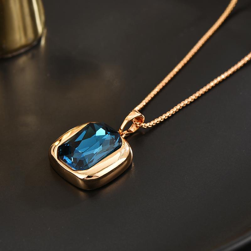 

Французский легкий роскошный высокочувственный наивный синий циркониевый ожерелье женский холодный ветер личность ретро универсальный свитер цепочка синий