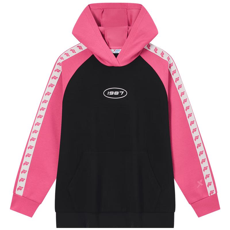 XTEP Girls Loose-Fit Kangaroo Pocket Hooded Sweatshirt 165