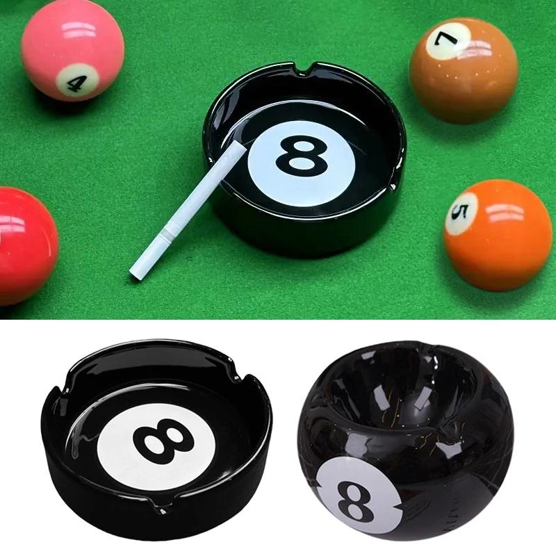 Unique Black Eight Ceramic Ashtray Perfect For Billiard Rooms Home Bars Parties Ideal Gift & Creative Birthday Presents