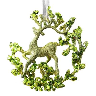 Green Christmas Tree Pendant Gold Sequins Sparkle Powder Green Glitter Hanging Pendant Decorative Christmas Decorations New Year