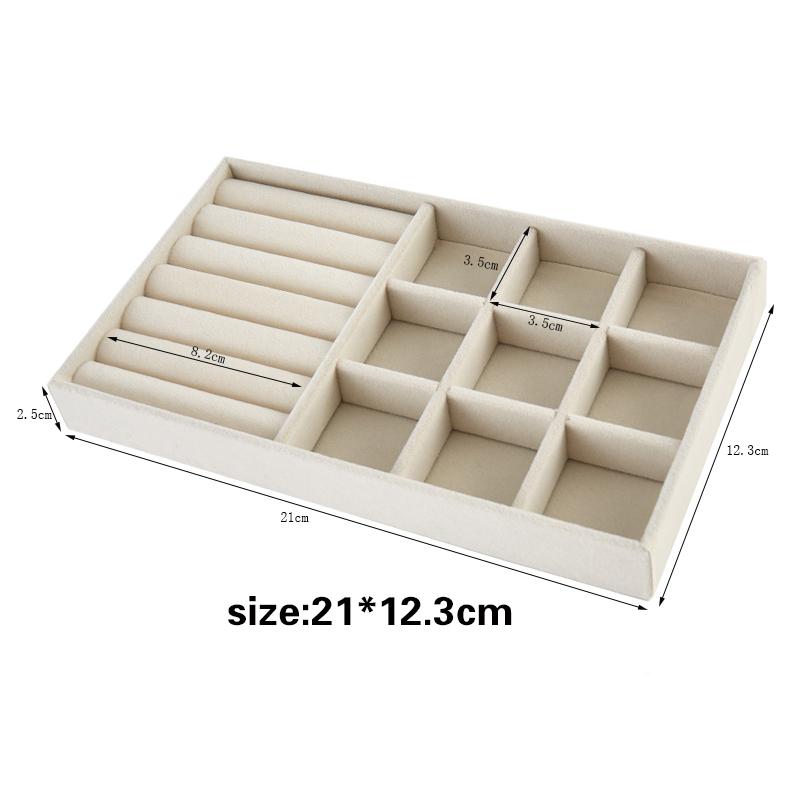 Vassoio Espositore Porta Gioielli in Velluto Cassetto Portaoggetti Porta Gioielli per Anelli Orecchini Collana Bracciale Organizer in Morbido Velluto