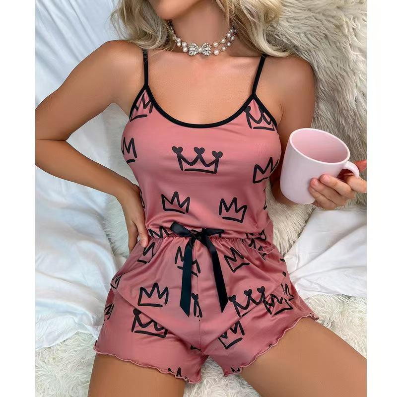 European & American Summer Women's Pajama Set - Sexy Casual Camisole Tank Top & Shorts Homewear.