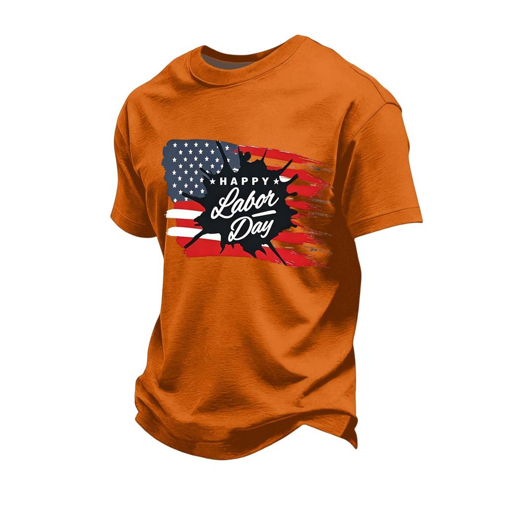 Men's Loose Fit Casual Short Sleeve T-Shirt Labor Day Print Crew Neck Soft Fabric Comfortable Top for Everyday Wear