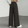 Women's Casual Fashion Color Elastic Waistband Pocket Wide-Leg Straight-Leg Pants