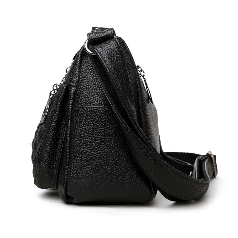 Lingge Women's Bag Soft Leather Crossbody Bag Middle-aged Mother's Bag Shoulder Bag