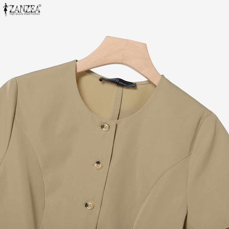 ZANZEA Women Short Sleeve Blouse and Skirts Summer Two Piece Suit Sets