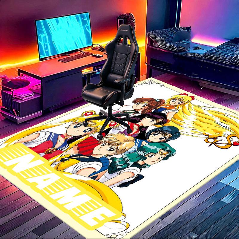Custom Name Personalized Sailor Moon Print Carpet, Versatile Home Decor Rug, for Playroom, Apartment, Balcony, Entryway, Hallway Gift