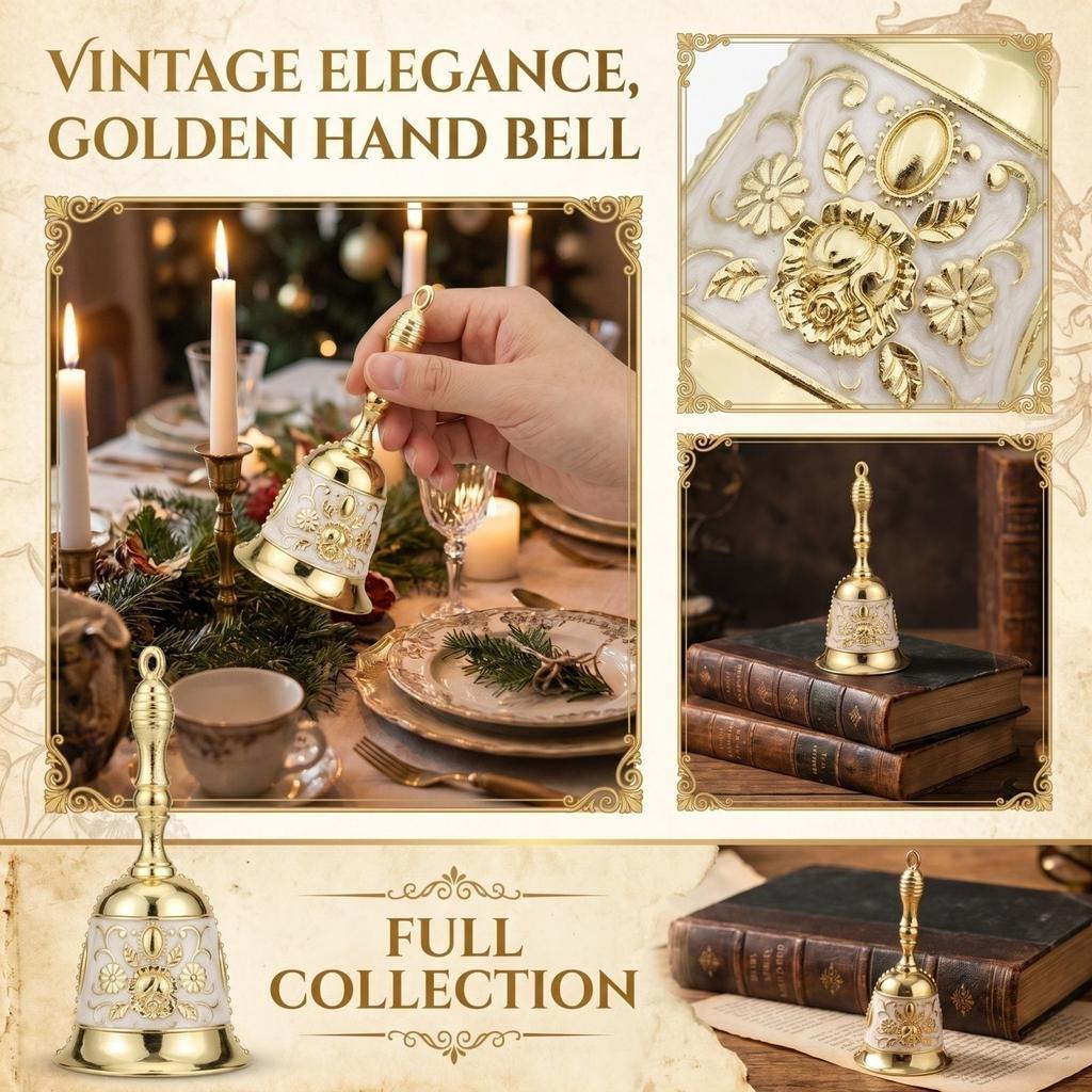 Hand-Cranked Engraved Service Bell - Vintage Bell for Dining, Weddings and Holiday Gifts