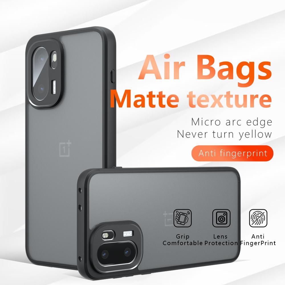 For OnePlus 15R 5G/Ace 6T 5G/Ace 6 5G Case Skin-Touch TPU + PC Matte Phone Back Cover, Transparent Black