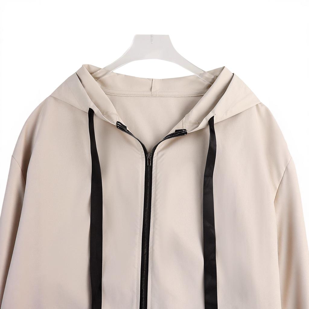 A New Large-sized Hooded Loose Coat for Women, A Fashionable and Versatile Color-blocking Coat for Autumn and Winter