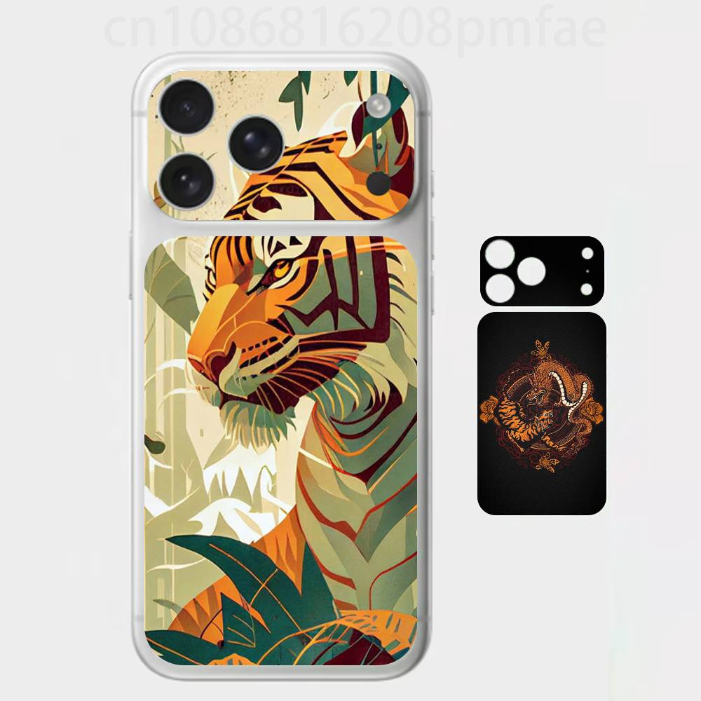 

Stylish Tiger Dragon 3D Full Body Skin Decal for iPhone 17/Pro Max/Air, Color Rear Protective Sticker iPhone17promax