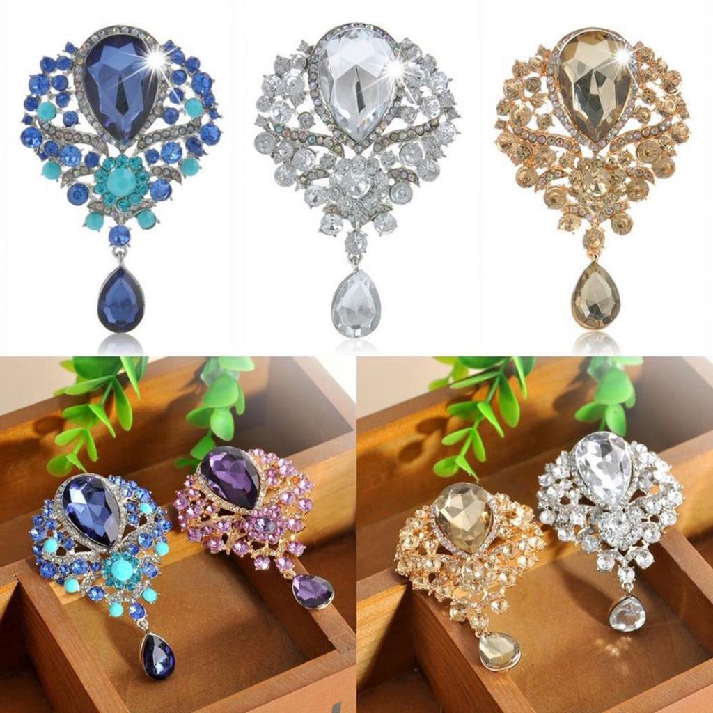 Lady Fashion Rhinestone Drop hängsmycke Brosch Pin Bröllop Smycken presentdekor