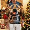 Men's Long Sleeve Golf Shirt Quick-Dry Mesh Casual Top with Christmas Print for Holiday Wear