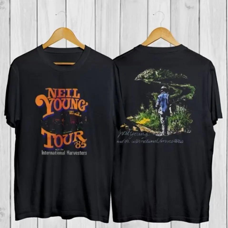 Neil Young Tour 1985 Rock Music Concert T-Shirt, Neil Young Tour 85 Shirt Unisex T-Shirt XXXL