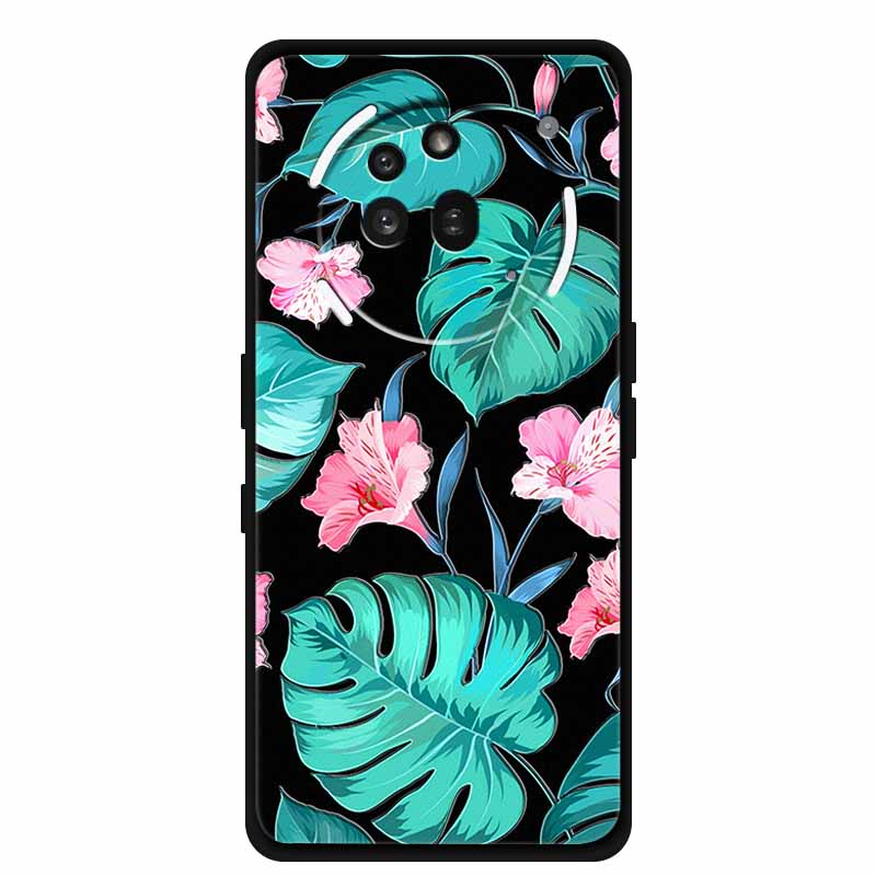 3D Prägehülle Für Nothing Phone 3A Pro Hülle 3 A Pro Hülle Blumen Schwarzes Silikon Weiche Rückabdeckung Für Nothing Phone3A Pro Hülle