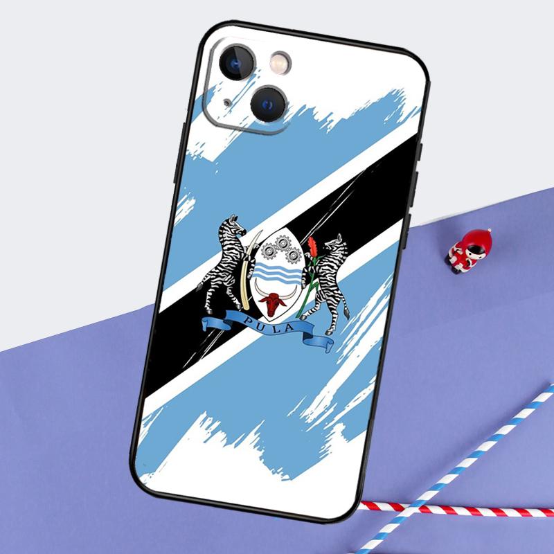 Botswana Flagge Handyhülle Für iPhone 16 Pro Max 11 13 14 15 Pro Max 12 Mini XR 16 15 Plus 16e Rückseite
