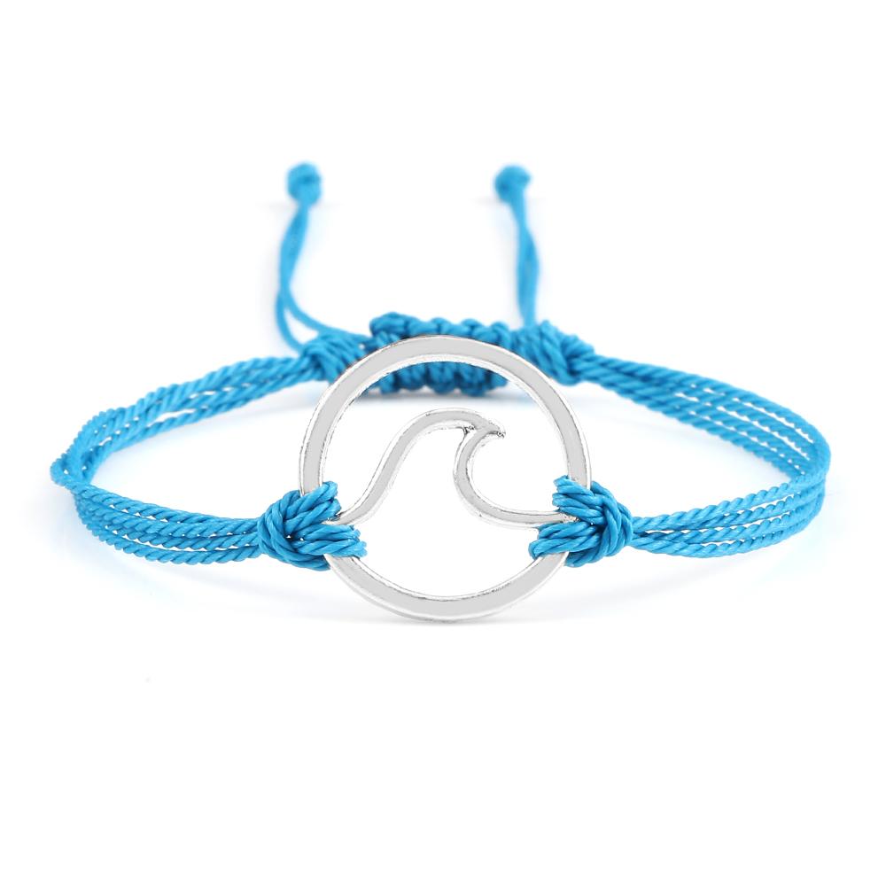 Bohemian Wax Rope Braied Bracelet for Women Men Charm Waves Adjustable Bangles Lucky String Bracelets Friends Gift Wrist Jewelry
