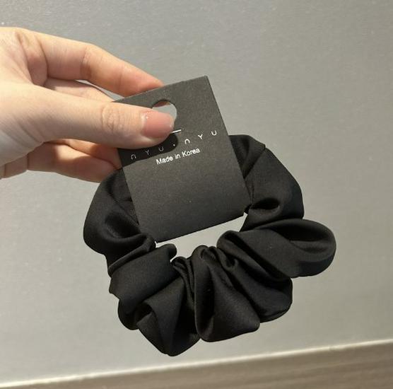 Ruffled Satin Flower Bud Scrunchie - Elegant French-Inspired Hair Tie for Women