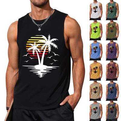 Herren-Tanktop für den Sommer, Surfen und Strand, große Größe, lässig, atmungsaktiv, ärmellos, lockerer Druck, Tanktop für Männer